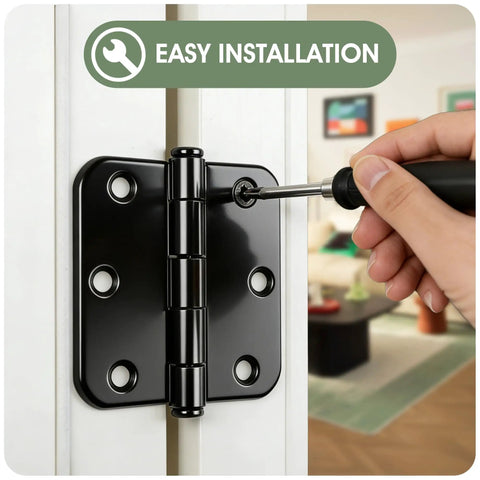 Installing a Black 3 Inch Soft Close Door Hinge using a screwdriver, highlighting easy installation.