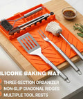 Silicone Grill Mats For Blackstone Griddle Accessories And Outdoor Cooking Nonstick Heat Resistant Mats three-section tray