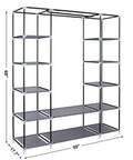 Heavy Hitter Portable Closet Wardrobe Organizer With Slick Nonwoven Fabric Cover And Beefy Steel Frame Built Solid For No Sweat Roomy Storage Shelves And Long Hanging Rod In Soft Gray, 59" x 17.7" x 69".