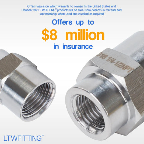 Stainless Steel 316 Female Reducing Pipe Fitting 1/2 Inch To 1/4 Inch NPT For Water, Air, And Fuel Lines, insurance offer