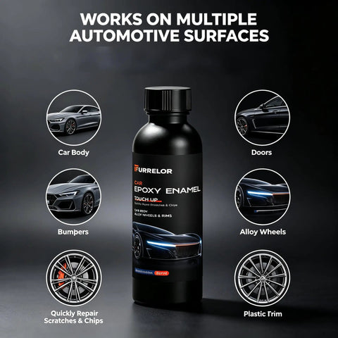 Freshen Up Your Ride With This Badass Car Touch Up Paint 50ml High Density Pigment Wheel Paint For Alloy And Metal Rims visible on multiple surfaces.