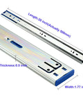 Heavy Duty 20 Inch Soft Close Drawer Slides Full Extension Ball Bearing Cabinet Glides visible with dimensions and steel material.