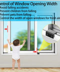 Child near sliding window secured with Eight Pack Sliding Window Locks With Key For Vertical And Horizontal Sliding Windows And Doors.