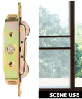 Premium Heavy Duty Sliding Door Wheel Pulley Replacement Kit Featuring A Smooth Gliding Double Iron Roller Design on window.