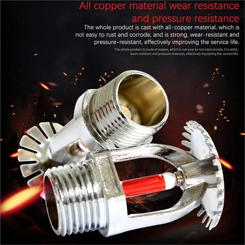 Built Tough Fire Sprinkler Head With Lightning Fast 68 Degree Celsius Trigger and Clean Hidden Side Fitment, copper material detail.