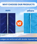Comparison of Mega Waterproof And Sandproof 10 By 9 Ft Mat with double-layered edge vs thinner fabric on beach