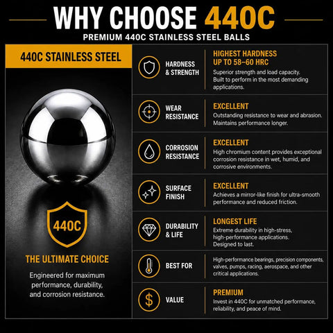Premium Two Inch 440 Stainless Steel Ball Bearings Grade 100 for bicycle casters, showcasing durable and corrosion-resistant chrome steel.