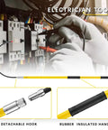 Image of Rock Solid Insulated Rescue Hook With Thirty Five Kilovolt Protection and Extendable Pole for Live Wire Safety, showing detachable hook and rubber insulated handle.