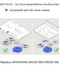 Upgrade 12 Inch Dual Haliant Radiant Surface Element For GE Ranges Replaces AP4344395 AH2321564 PS2321564 diagram and parts