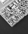 Pro Grade Rivet Nut Kit For Sheet Metal Repair M3 To M10 stainless steel inserts in organized box