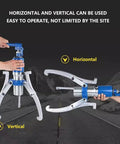 Heavy Duty Hydraulic Gear Puller Kit Featuring Two Or Three Jaw Bearing Separator Designed For Horizontal Or Vertical Brake Drum Hub Removal With 30 Ton High Load Capacity, horizontal and vertical use
