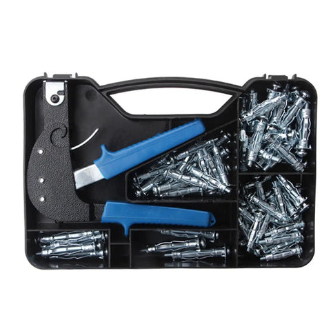 Heavy Duty Wall Anchors Setting Tool For Molly Bolts And Hollow Wall Anchors with blue handle in a black plastic case