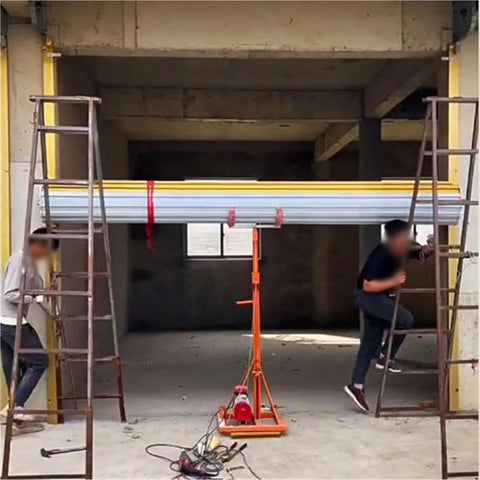 Heavy Duty Small Lifting Platform for Roller Shutter Door Maintenance and Workshop Ventilation Pipe Installations in use