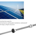 Heavy Duty 4 Pack Stainless Steel Solar Panel Mounting Screws Rock Solid Photovoltaic Bracket Fasteners placed beside solar panels.
