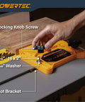 POWERTEC Universal Tandem Featherboard with orange base, locking knob, washer and bolts
