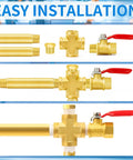Easy installation of Brass Four Way NPT Female Cross Fitting With Four One Quarter Inch Ports Built To Last Heavy Duty Pipe Adapter
