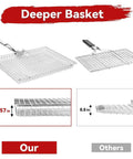 Extra Large Grill Basket For Outdoor Grillin With Detachable Handle, Big Capacity Grill Accessories, deep basket comparison