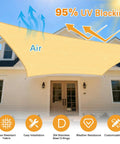 Sun Shade Sail 10x16 Feet Sand Rectangle With Curved Edges 185GSM HDPE Outdoor Shade Cloth Installed Over House Front View