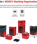 248-Piece Tool Set In A Modular Stacking Tool Cart With Six Drawers For Garage Organization, displayed with L-BOXX system.