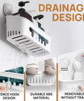 Powerful Suction Cup Shower Caddy With Removable Shelf slick install holding bottles on tile wall, waterproof storage design