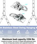 Heavy Duty Porch Swing Hanging Kit With Y Chain And 360 Degree Swivel Hangers 1500 Lb Capacity Rustproof Zinc Plated Chains 304 Steel