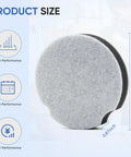 4 Pack Vacuum Filter Replacements for PowerForce Compact Upright Vacuums 1520 2112, round filter size diagram image.