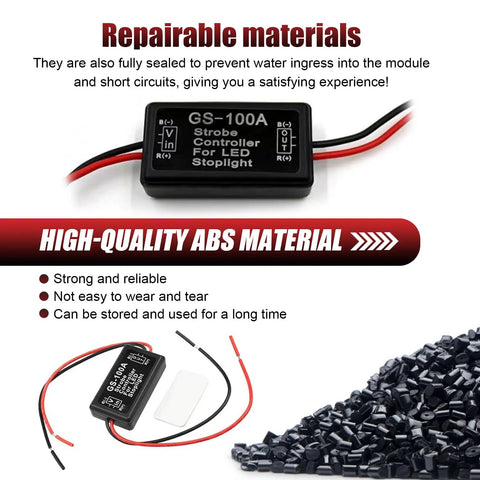 Two Pack Hella Noticeable Strobe Flasher Module For Led Brake And Tail Lights Universal 12V 24V showing strobe controller with wires.
