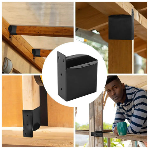 Heavy Duty Pergola Rafter Bracket Set Four Pack 2x4 Post Top Wall Mount Brackets For Wood Beams Deck Railing DIY Connectors