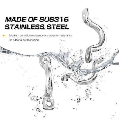Stainless Steel 316 Deck Loops Tie Down Anchors For Boats And Kayaks Five Millimeter One Fifth Inch Marine Top Eye Straps Pad