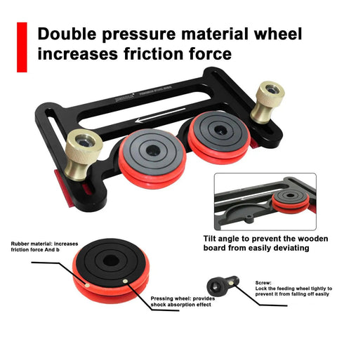 Tough As Nails Rust Proof Table Saw Roller Feeder Kit, double pressure wheels for friction, adjustable angle for stability.
