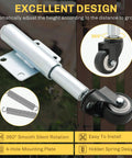Close-up of 2 Inch Spring Loaded Gate Caster Wheels, 2 Pack Retractable Swivel Casters installed on garden gate with universal plate.
