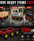 Heavy Duty 1200 Lbs All Terrain Dolly With Six 10 Inch Inflatable Tires for warehouse, home, and garage moving.
