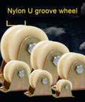Badass Heavy Duty Nylon Door Roller And U Groove Track Wheel delivers smooth as silent sliding action, showcasing multiple sizes.