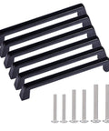 Six Inch Black Cabinet Pulls Set Six Pack For Cabinets Drawers Bar Cabinets Bathroom Wardrobe Durable Zinc Alloy Handles With Smooth Finish