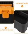 Rugged Multilayer Plastic Toolbox With A Secure Snap Latch and Spacious Yet Compact Shape showing thickened top design and multi-layer interior.