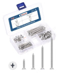 110-Piece Phillips Flat Head Wood Screws Kit, Self Tapping Countersunk Stainless Steel 304, assorted sizes in box
