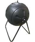 Ms Tumbles 35 Gallon Compost Tumbler with Easy Turn System, durable round black design, shown on sturdy frame