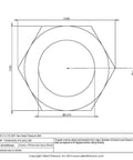 Top view technical drawing of Pack Of Three Grade Five Titanium Hex Bolts 3/8-24 X 2-1/4 Unf fasteners.
