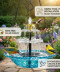3 Tier Solar Powered Hanging Bird Bath Fountain With Blue Bowl For Hummingbirds in garden with water cascade