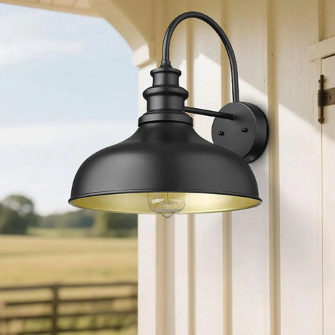 11.4 Inch Dome Barn Light Wall Sconce With E26 Socket Weatherproof Anti Rust Exterior Lighting on farmhouse porch