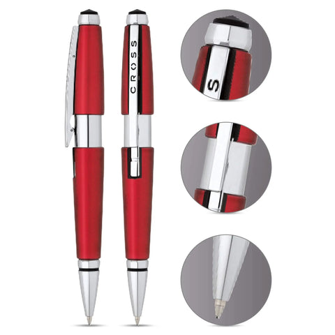 Red Selectip Gel Rollerball Pen With Black Ink Capless Slide Open Design Sleek Metal And Resin Body Ergonomic Grip Desk Staple