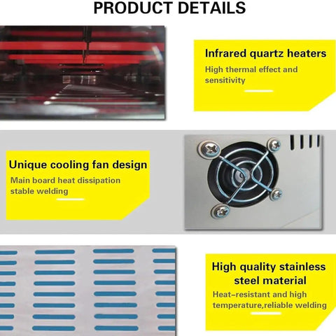 Infrared quartz heaters and cooling fan of Automatic Reflow Soldering Machine For PCB With SMD SMT BGA Rework Station, T962 Series