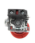 Heavy Duty E Stop Switch Emergency Stop Controller Normally Closed Safety Switch Built Like A Tank For JLG Scissor Lifts Drop In Ready Oem Replacement 4360475 Jl4360475 showing top view with red button.