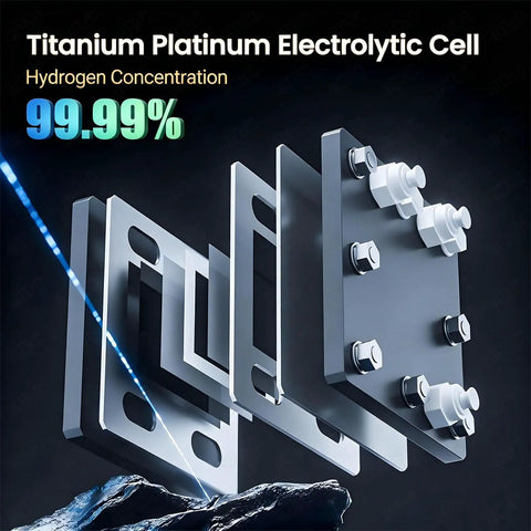 Titanium platinum electrolytic cell showing hydrogen concentration for Hydrogen Inhalation Machine for Home Use H2 Generator.