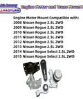 Complete Set of 4 Heavy Duty Engine Motor Mounts for 2008 2015 Nissan Rogue 2 5 Liter 2WD with assembly instructions visible.