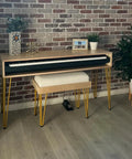 Piano bench with 34 Inch Hairpin Table Legs Set With 0.5 Inch Diameter Three Rods, Heavy Duty Gold Metal Furniture Legs For Coffee Table And Patio Bench, Floor Protectors, Ideal For DIYers Makeovers, 4 Pack.