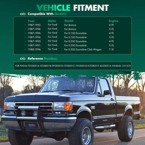 Heavy Duty Water Pump With Gasket Kit For Ford F150 F350 Econoline Bronco vehicle fitment details for various models.