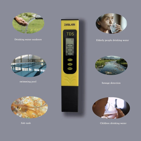 Digital TDS Meter Water Tester For Drinking Water,Pool And Aquarium Test Kit with chart for diverse water sources.