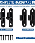Heavy Duty Gate Hinges 2 Pack 304 Stainless Steel With Painted Coating Rock Solid Rust Resistant Outdoor Hardware Tough As Nails 5/8 Inch Pin Screws Included For Fence Gate Setup, complete hardware kit with 2 male and 2 female hinges.