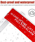 Straight Up Tough Fire Alarm Pull Station Cover with a clear, waterproof design and red warning label, ideal for protection.